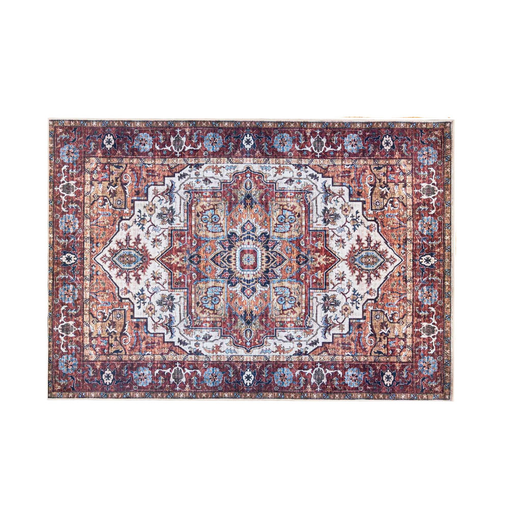 Tappeto Kazak Orientale Rettangolare Materiale: poliestere Colore: rosso marrone  e motivi floreali orientali Misure: 140x200 cm