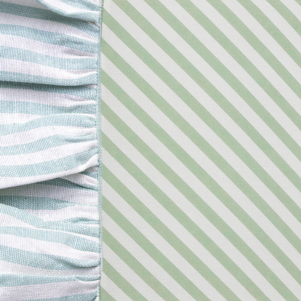 Tovaglia con balze e riga Verde e Tiffany