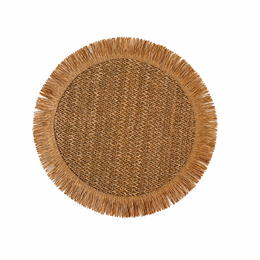 sottopiatto, tovaglietta Quercia color caramello in rattan. diam 38 cm