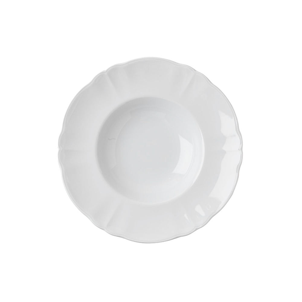 Piatto Fondo bianco dal bordo smerlato in porcellana | diam 28 cm