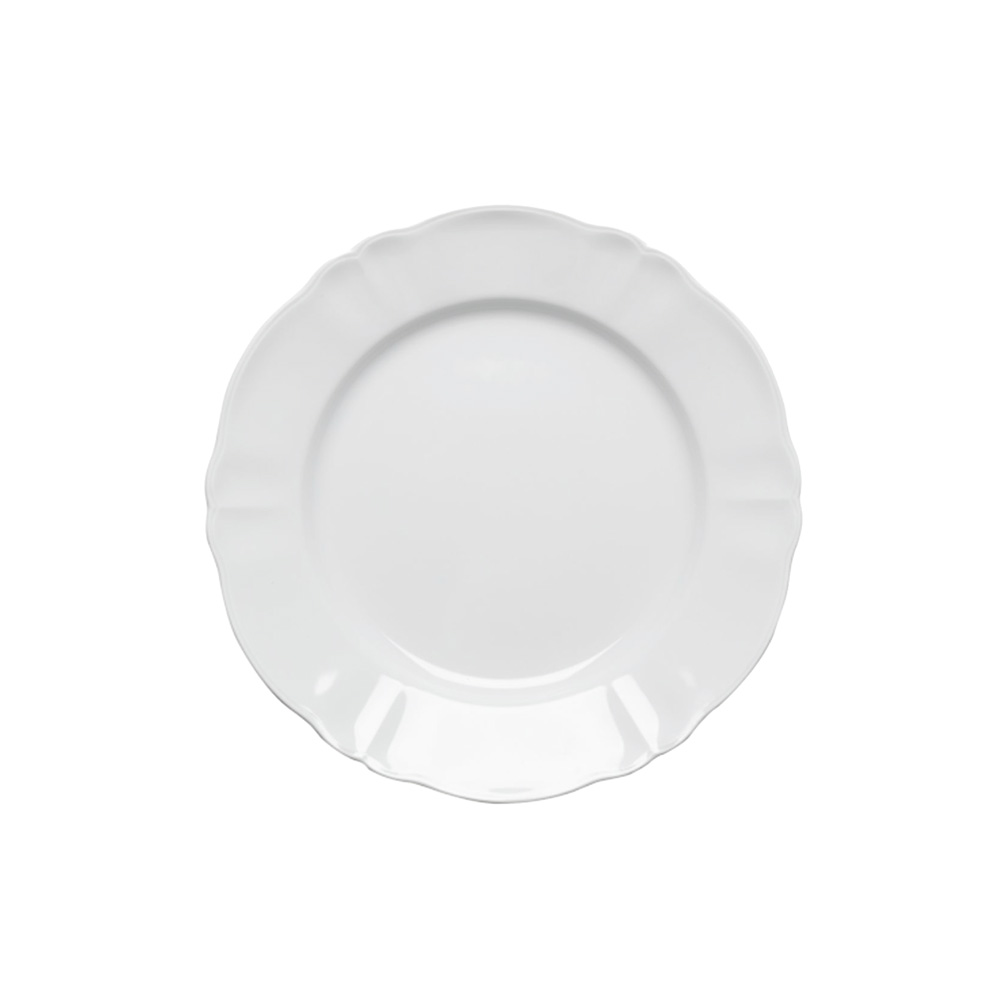 Piatto Piano bianco dal bordo smerlato in porcellana | diam 26 cm