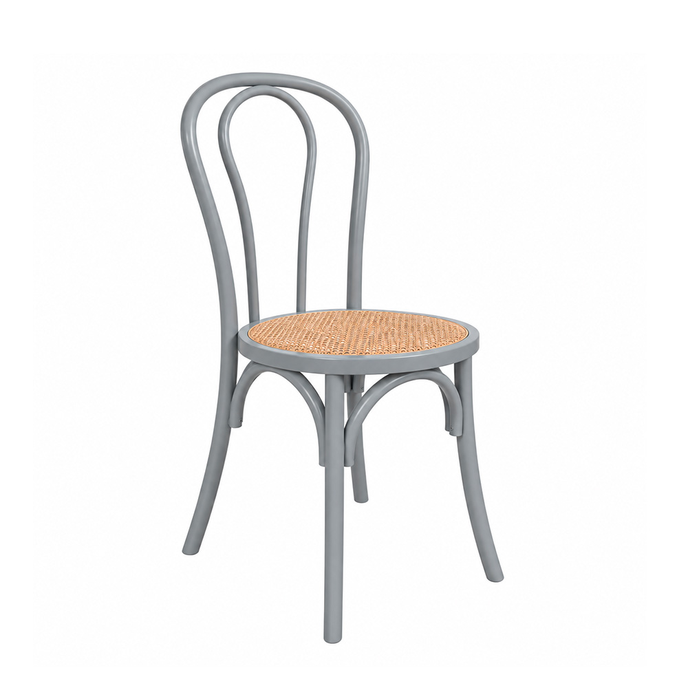 Sedia Thonet grigia in legno seduta impagliata a noleggio