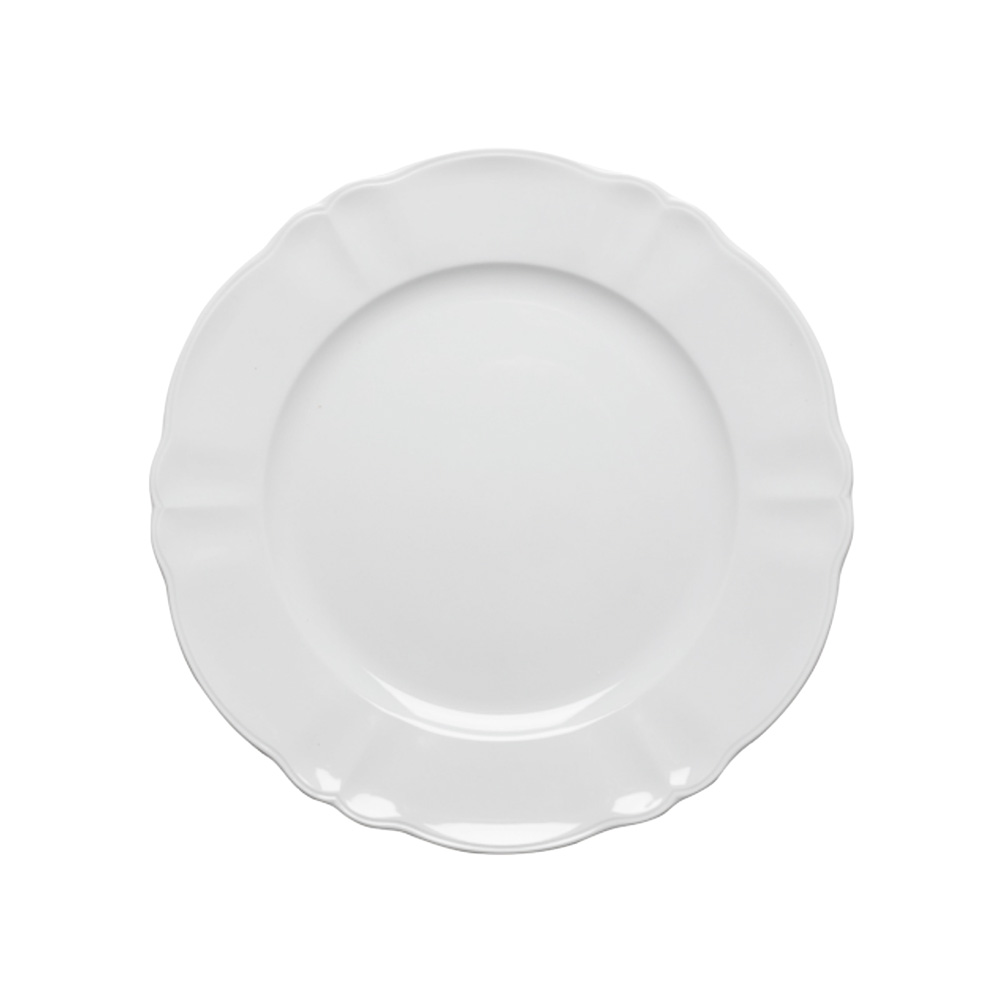 Sottopiatto dal bordo smerlato bianco in porcellana | diam 32 cm